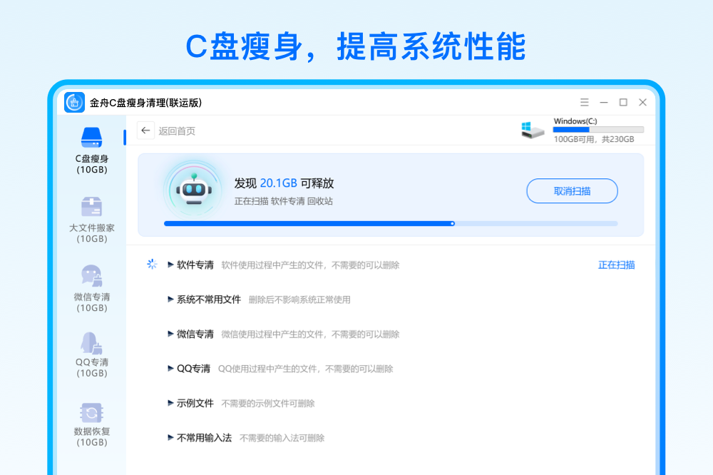 金舟C盘瘦身清理(360专版)