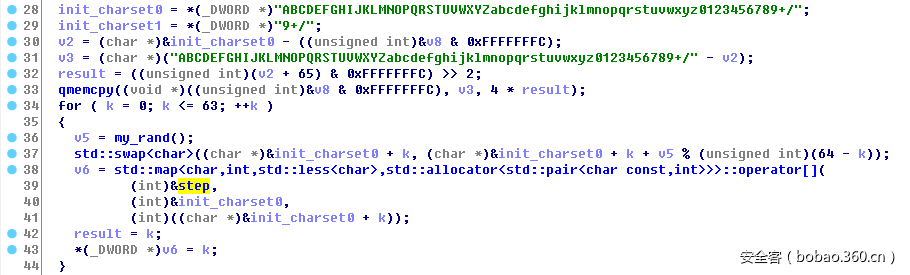 初始化映射字符集