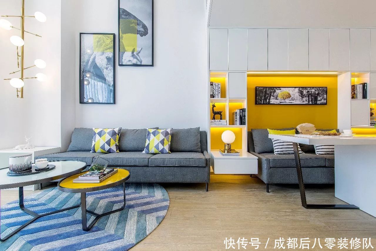成都loft公寓装修效果图 热烈的鲜橙色为主基调